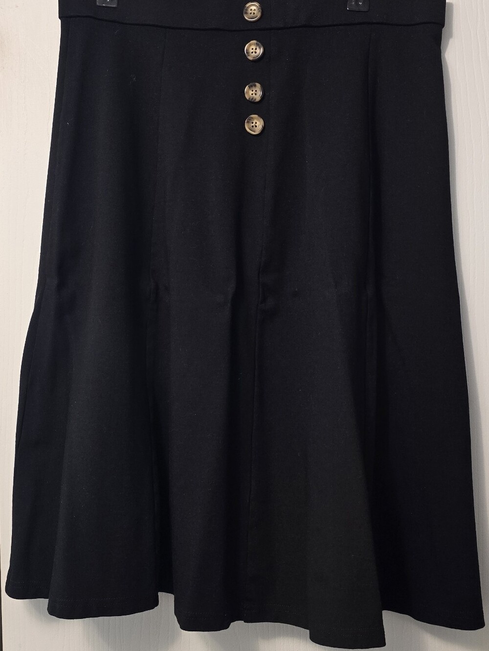 Christopher & Banks Black A-Line Skirt with Button Front Size PETITE LARGE